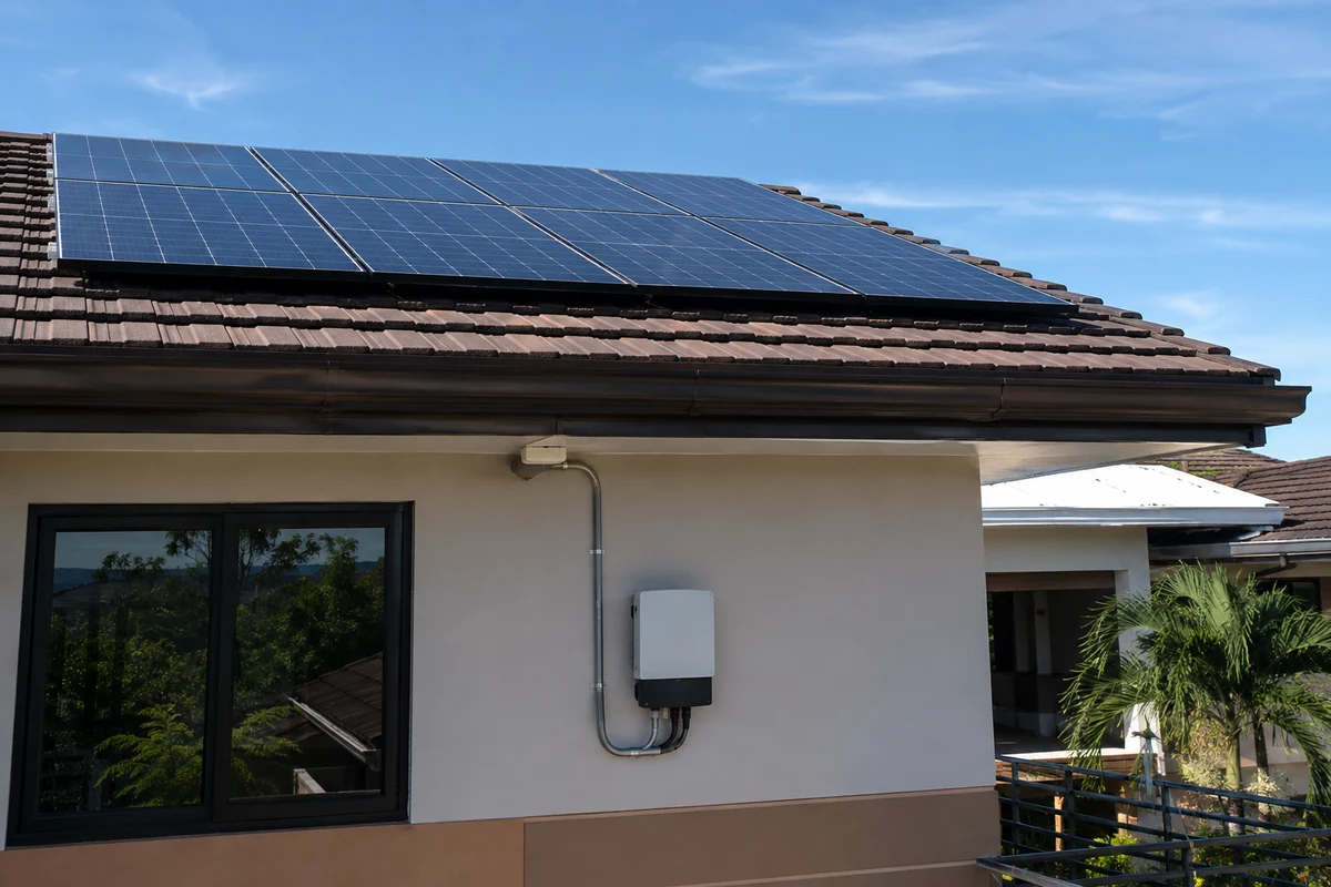 Solar panels feeding power directly into a home's electrical panel with no battery in the system